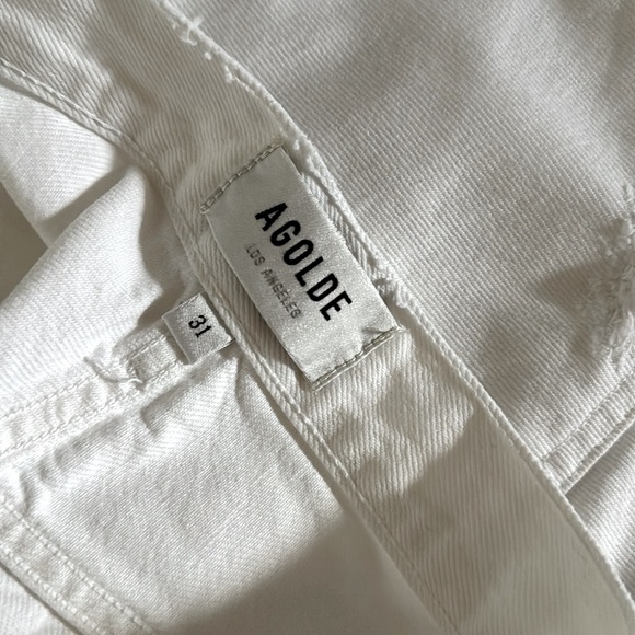 Agolde Riley High Rise Straight Leg Cropped Jeans in Veil White 31 - Picture 8 of 9